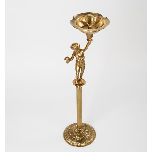 Figurative 1960s Spanish Brass Floor Standing Ashtray For Sale - Image 3 of 7