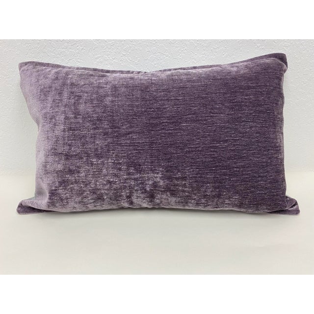 Textile Pair of Large Bolster Pillows With a Modern Purple & White Watercolor-Like Floral Pattern - Made in Uk. For Sale - Image 7 of 11