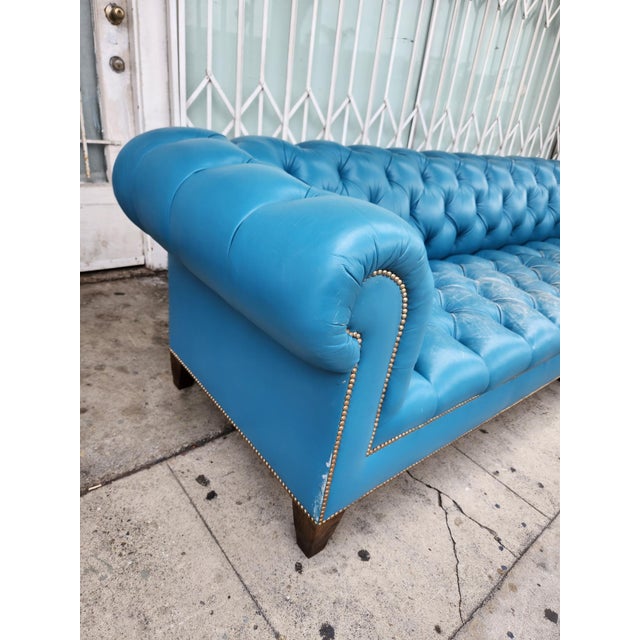 1960's Blue Chesterfield Sofa For Sale - Image 9 of 12