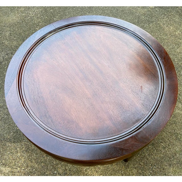 Vintage Round Asian Ming Style Hand Carved Rosewood Low Coffee Table For Sale In Dallas - Image 6 of 12