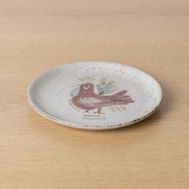 Mid 20th Century French Ceramic Painted Rooster Plate by Gustave Reynaud For Sale - Image 4 of 9