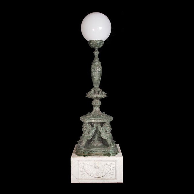 Bronze Lamps on Marble Base, 1980s, Set of 2 For Sale - Image 10 of 12