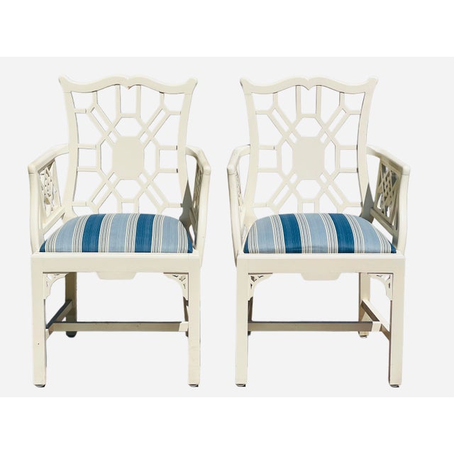 Hollywood Regency Palm Beach Chinese Chippendale/Pagoda Dining Set For Sale - Image 3 of 18