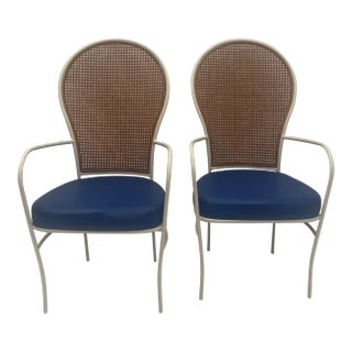 Mid-Century Milo Baughman for Thayer Coggin Iron & Caned Armchairs -A Pair For Sale