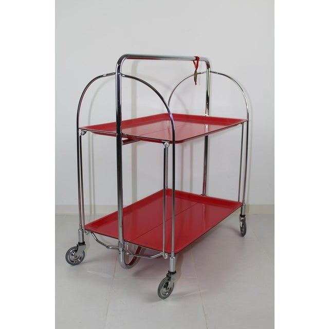 Red Mid-Century Dinette Foldable Serving Trolley from Bremshey Solingen, 1960s For Sale - Image 8 of 8