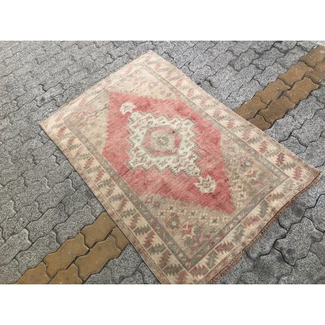 Tribal 1960s Handmade Faded Pastel Rug For Sale - Image 3 of 11