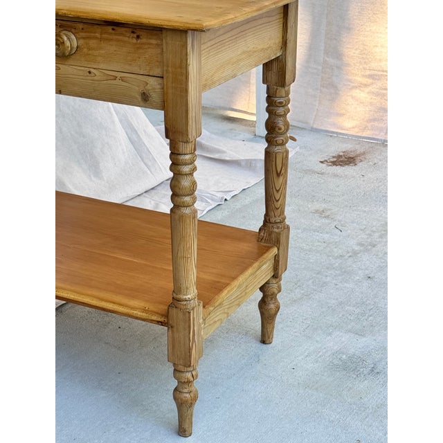 Tan 19th Century English Pine Two Drawer Table For Sale - Image 8 of 9