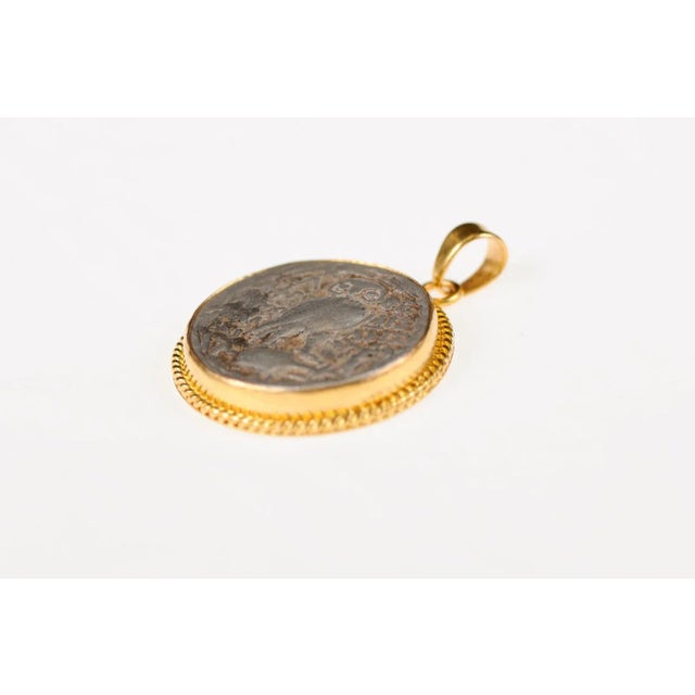 Metal Antique Ancient Greek Owl Coin Pendant For Sale - Image 7 of 9