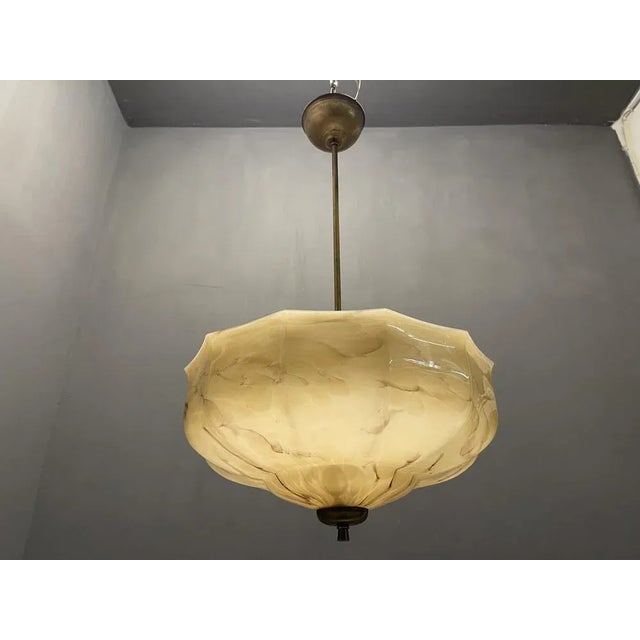Opaline Glass Pendant Light, 1940s For Sale - Image 4 of 8