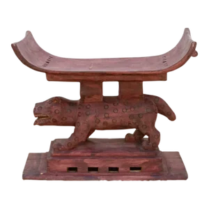 Finely Carved Vintage Leopard Ashanti Stool