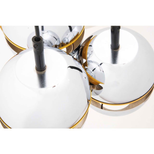 20th Century Space Age Orange and Chrome 3-Light Chandelier For Sale - Image 4 of 5