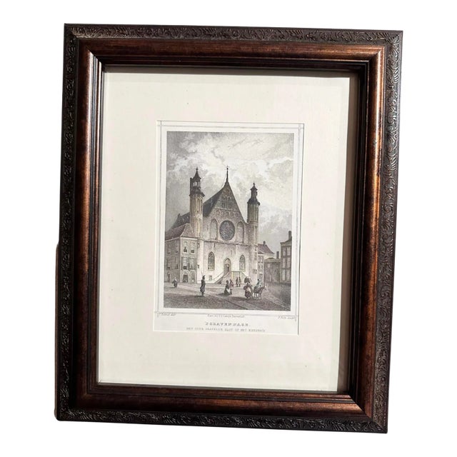 Lithograph Colored Print the Hague Netherlands Binnenhof For Sale