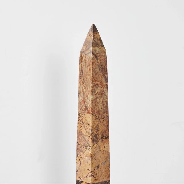 Large Marble Obelisk with Brass Mount For Sale In Los Angeles - Image 6 of 6
