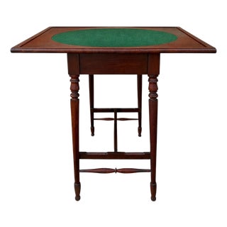 English Oak Games Table with Green Felt Top, 1930s For Sale