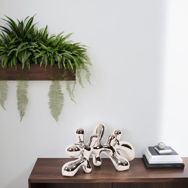 2020s Horizontal Abstract Metallic Silver Ceramic Statue For Sale - Image 5 of 6
