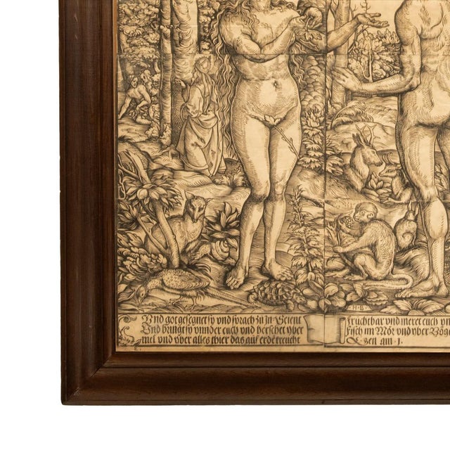 Paper 16thCentury German Northern Renaissance Woodcut Print Adam & Eve Baron Von Lanna by Hans Burgkmair the Elder, 1525 For Sale - Image 7 of 18