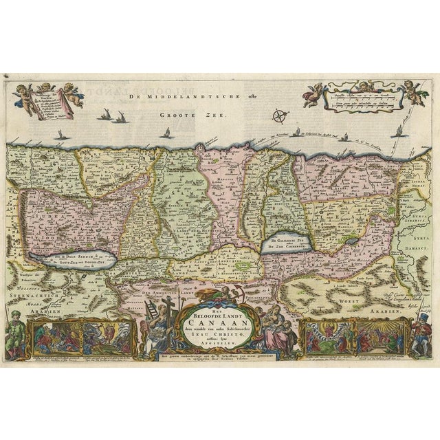 Map of the Holy Land with the Travels of Christ and Apostles, 1650s For Sale - Image 3 of 5