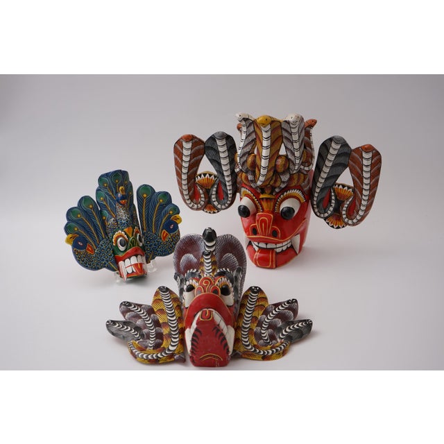 Traditional Wooden Mask, 1970s, Set of 3 For Sale - Image 14 of 14