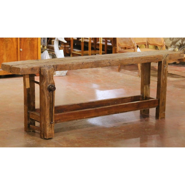 19th Century French Oak Carpenter’s Press Console Table With Bottom Shelf For Sale In Dallas - Image 6 of 13