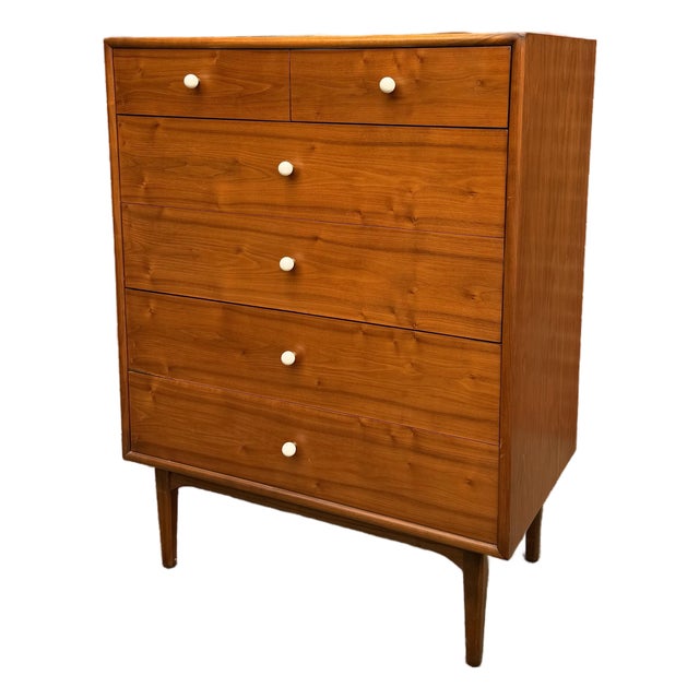 Mid 20th Century Kipp Stewart for Drexel “Declaration” Walnut Mid Century Modern Highboy Dresser For Sale