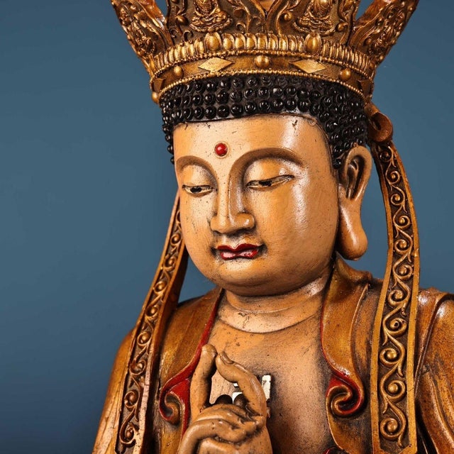 Bronze Late 20th Century Set of 3 Gilt Bronze Seated Bodhisattva Figures on Lotus Bases For Sale - Image 8 of 10