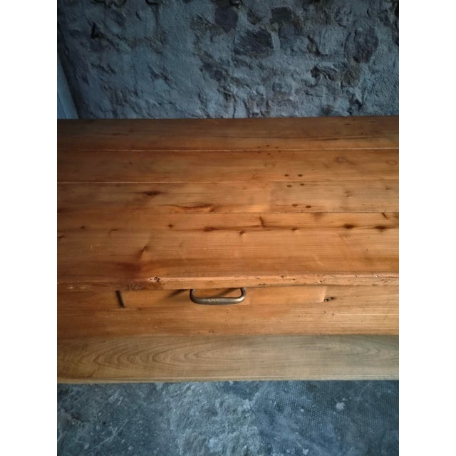 Brown Antique Cherry Wood Kitchen Island Work Table with Drawers, 1890s For Sale - Image 8 of 18