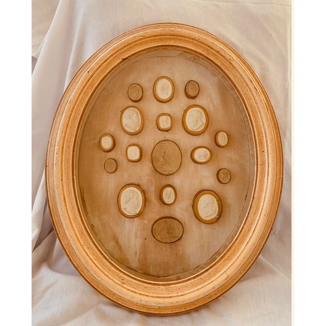 Onyx Framed Collection of Grand Tour Plaster Intaglios, 18th/19th Century — Shadow Box of Classical Cameos For Sale - Image 8 of 15