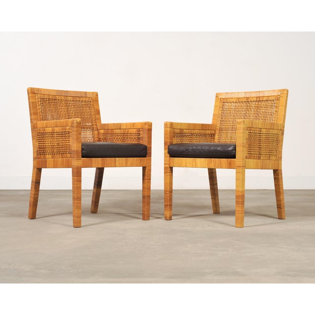 Set of Four Billy Baldwin for Bielecky Cane Dining Armchairs For Sale In Sacramento - Image 6 of 18