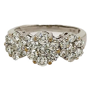 Late 20th Century Diamond Cluster Ring, Size 9.5 For Sale