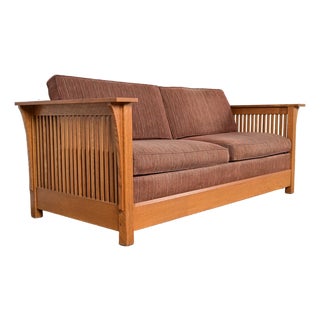 Stickley Mission Oak Arts and Crafts Spindle Sleeper Sofa For Sale
