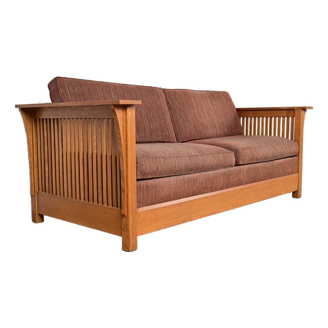 Stickley Mission Oak Arts and Crafts Spindle Sleeper Sofa For Sale