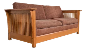Stickley Mission Oak Arts and Crafts Spindle Sleeper Sofa