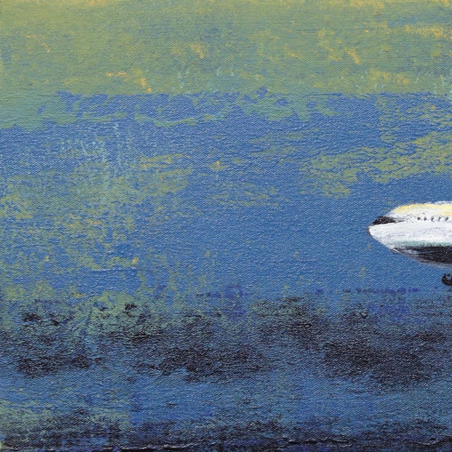 Foxtrot Bravo - Contemporary Realist Acrylic Airplane Sky Travel Skyscape Painting by Kathleen Keifer For Sale - Image 4 of 8