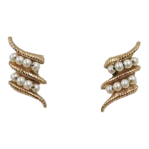1964 Vintage 1960s Napier Book Piece Faux-Pearl Clip Earrings- 2 Pieces