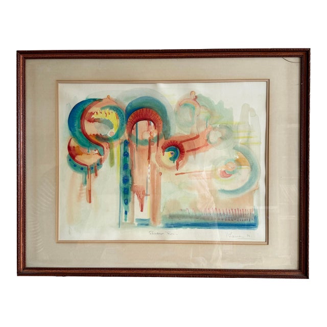 1970s Fantastic Abstract Watercolor by French Artist, Marie Luare-Ilie For Sale