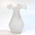 Rare White Frosted Glass Vase With Eye-Catching Ruffled Top Circa 1980s For Sale - Image 4 of 13