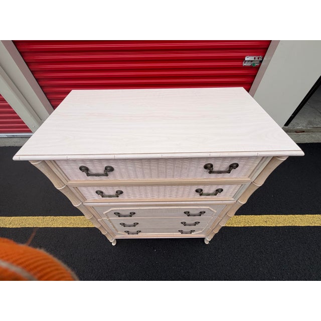 Vintage Coastal Faux Bamboo Tall Dresser by Broyhill For Sale In Philadelphia - Image 6 of 9