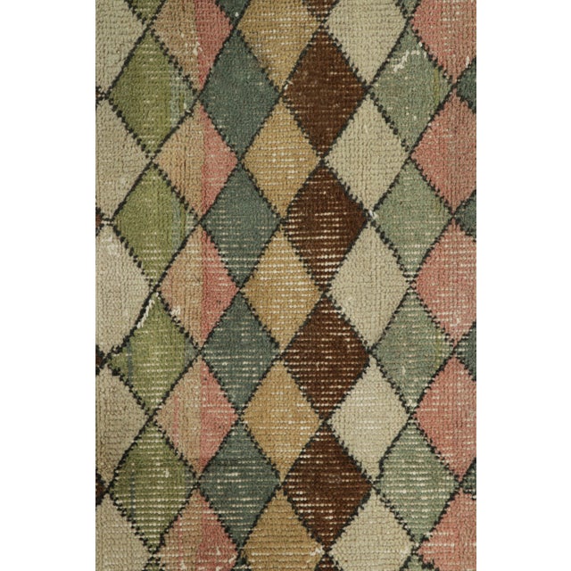 Mid-Century Modern Vintage Zeki Müren Rug With Polychromatic Diamond Pattern | Rug & Kilim For Sale - Image 3 of 7