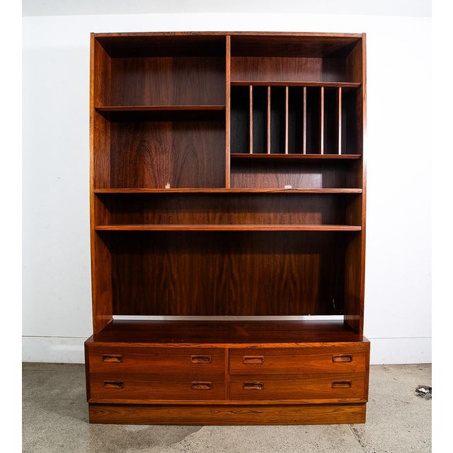 1960s Mid Century Danish Modern Credenza Bookshelf Cabinet Rosewood Vinyl Storage MCM For Sale - Image 11 of 12