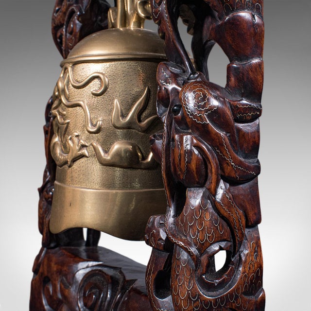 Vintage Tea Gong, Oriental, Bronze Dinner Bell, Prayer, Dragon Motif, Art Deco For Sale - Image 10 of 12