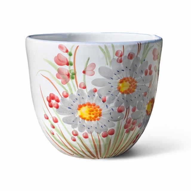 Mid-Century Modern Vintage Italian Ceramic Botanical Flower Planter Pot For Sale - Image 3 of 14