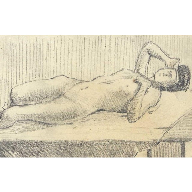 Drawing of a female nude by a Japanese artist. Some pages are signed by the artist Shirosu and dated, this one is...