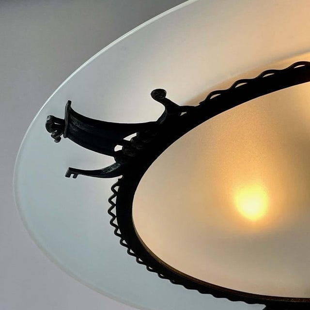 Glass and Parchment Ceiling Light by Bjerkås Armatur, 1940s For Sale - Image 13 of 18