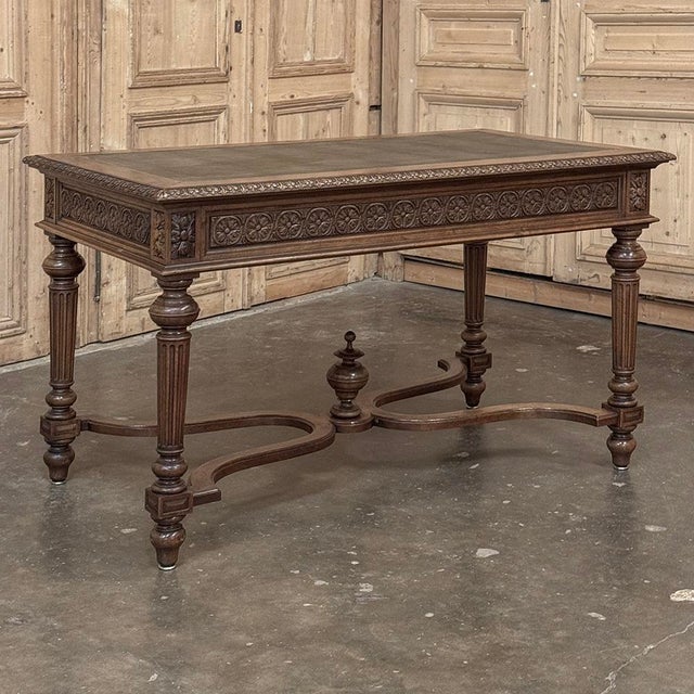 Wood 19th Century French Neoclassical Walnut Desk ~ Double Faced For Sale - Image 7 of 18