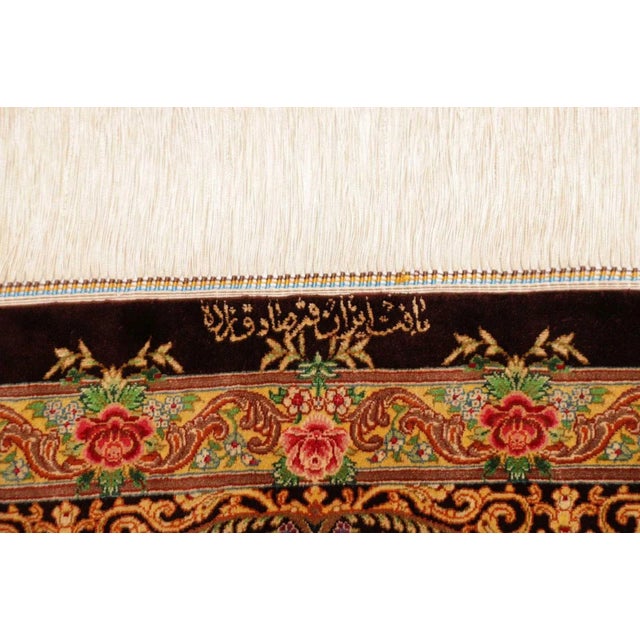 Hand-Knotted Qom Rug in Silk For Sale - Image 9 of 11