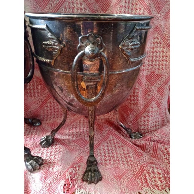 Silver Vintage Silver Plate Footed Planter Jardinieres or Ice Chillers - a Pair For Sale - Image 8 of 9