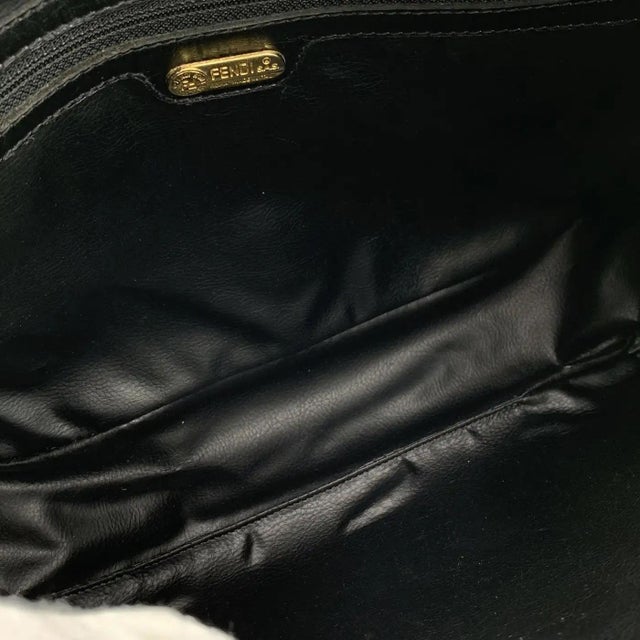 A 2000s Fendi Black Pequin Canvas and Leather Shoulder Bag For Sale - Image 10 of 18