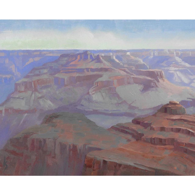 Mather Point by Kirsten Savage | Oil on panel Landscape of the Grand Canyon from Mather Point For Sale