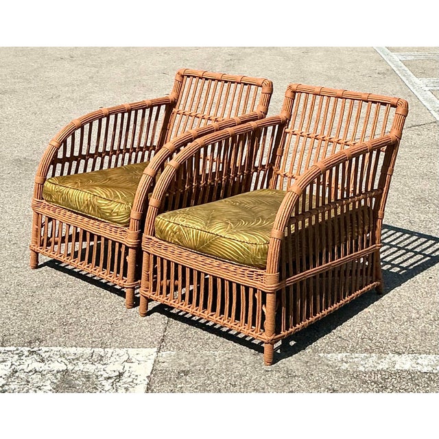 Vintage Stick Rattan Lounge Chairs - A Pair For Sale - Image 10 of 12