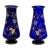 Rare Stunning Antique Victorian Hand Decorated 22k Gold Enameld Cobalt Blue Art Glass Vases by Val Saint Lambert - Mid 19th Century For Sale
